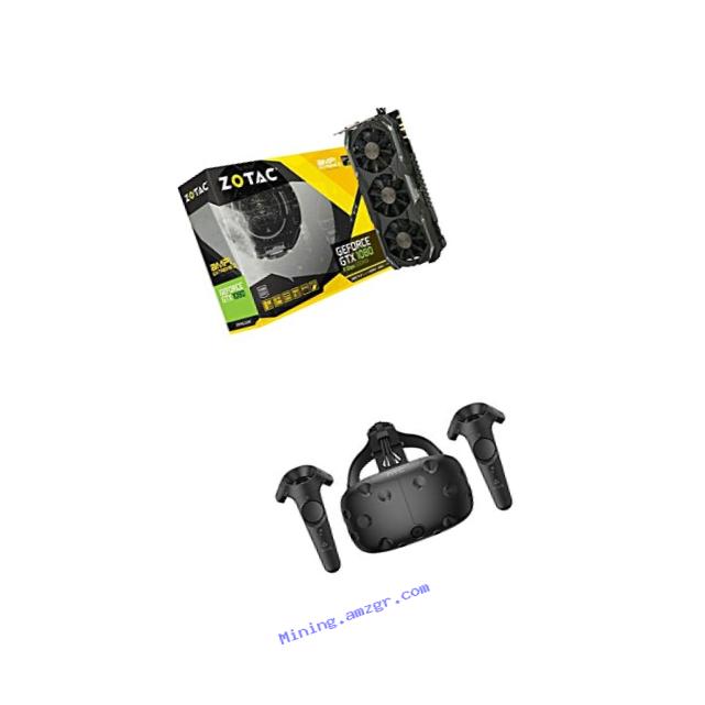 ZOTAC ZT-P10800I-10P GeForce GTX 1080 AMP Extreme+ 11Gbps 8GB GDDR5X 256-bit Gaming Graphics Card & HTC VIVE- Virtual Reality Bundle