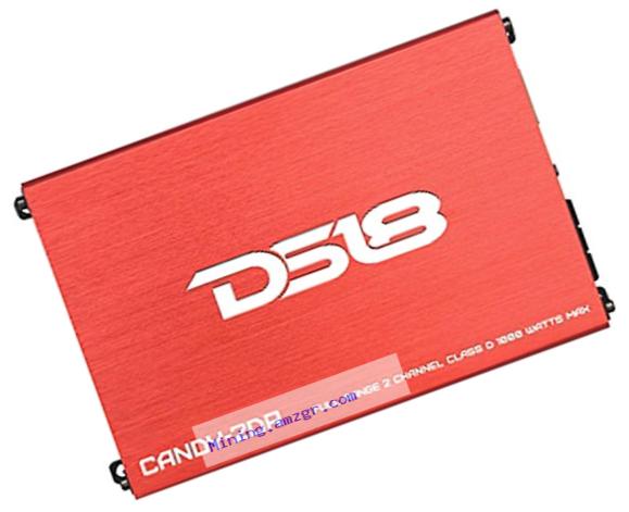 DS18 CANDY-2DR Full Range 2 Channel Class D 1000 Watts Max Mini Amplifier (Red)
