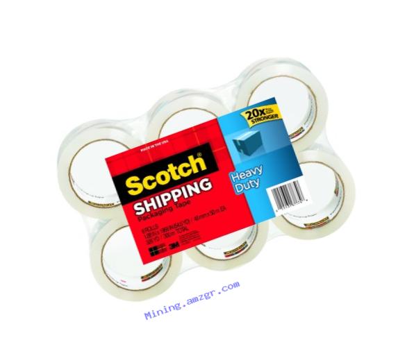 Scotch Heavy Duty Shipping Packaging Tape, 1.88 Inches x 54.6 Yards, 6-Rolls (3850-6)