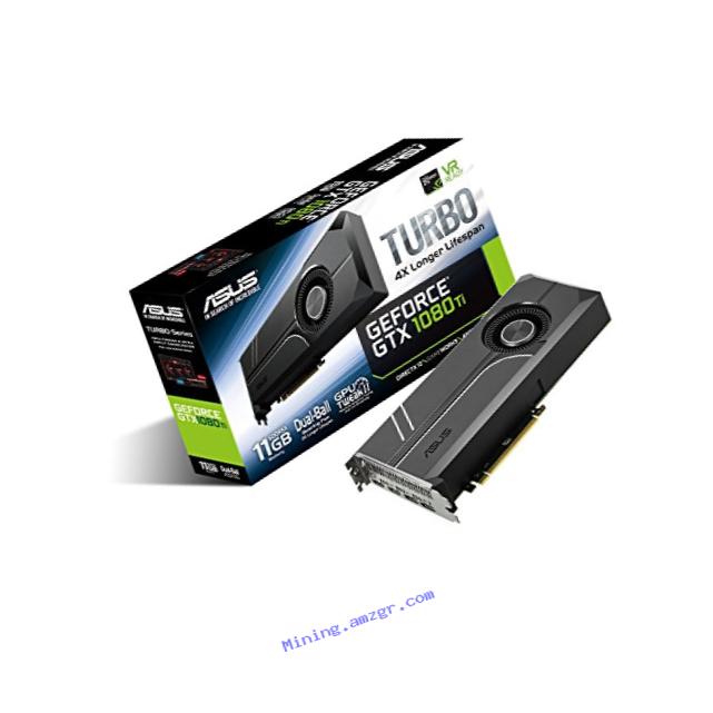 ASUS GeForce GTX 1080 TI 11GB Turbo Edition VR Ready 5K HD Gaming HDMI DisplayPort PC GDDR5X Graphics Card TURBO-GTX1080TI-11G