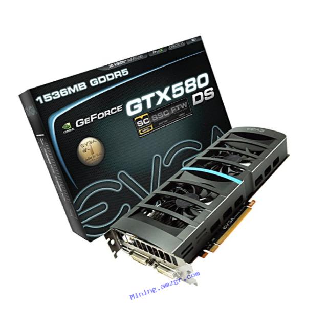 EVGA GeForce GTX 580 DoubleShot Superclocked 1536 MB GDDR5 PCI Express 2.0 2DVI/Mini-HDMI SLI Ready Limited Graphics Card, 015-P3-1587-AR