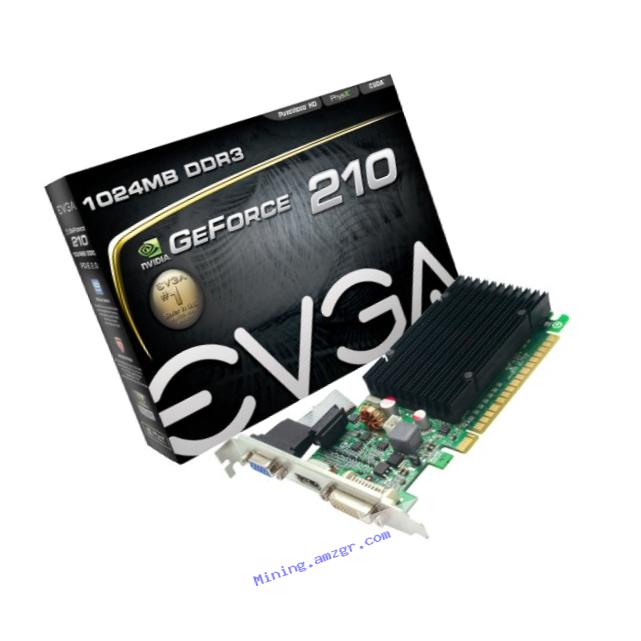 EVGA GeForce 210 Passive 1024 MB DDR3 PCI Express 2.0 DVI/HDMI/VGA Graphics Card, 01G-P3-1313-KR