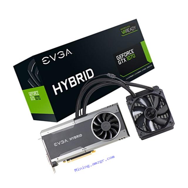 EVGA GeForce GTX 1070 FTW HYBRID GAMING, 8GB GDDR5, RGB LED, All-In-One Watercooling with 10CM FAN, 10 Power Phases, Double BIOS, DX12 OSD Support (PXOC) 08G-P4-6278-KR