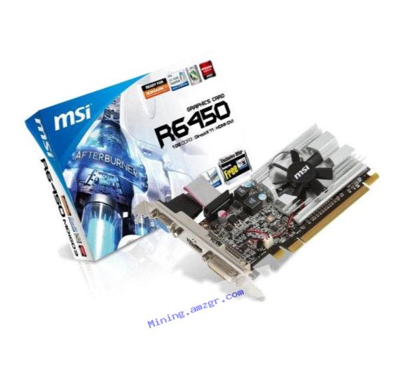 MSI ATI Radeon HD6450 1 GB DDR3 VGA/DVI/HDMI Low Profile PCI-Express Video Card R6450-MD1GD3/LP